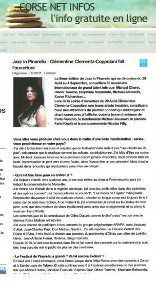 Clémentine Coppolani article CORSE NET INFO