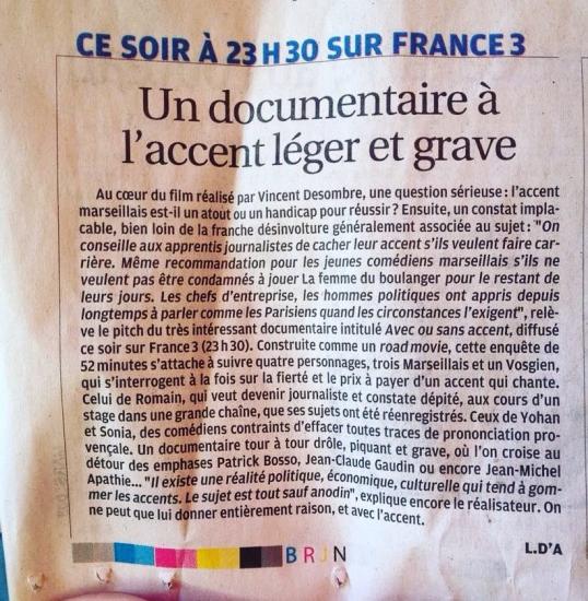 JOURNAL LA PROVENCE, Avec ou sans accent,